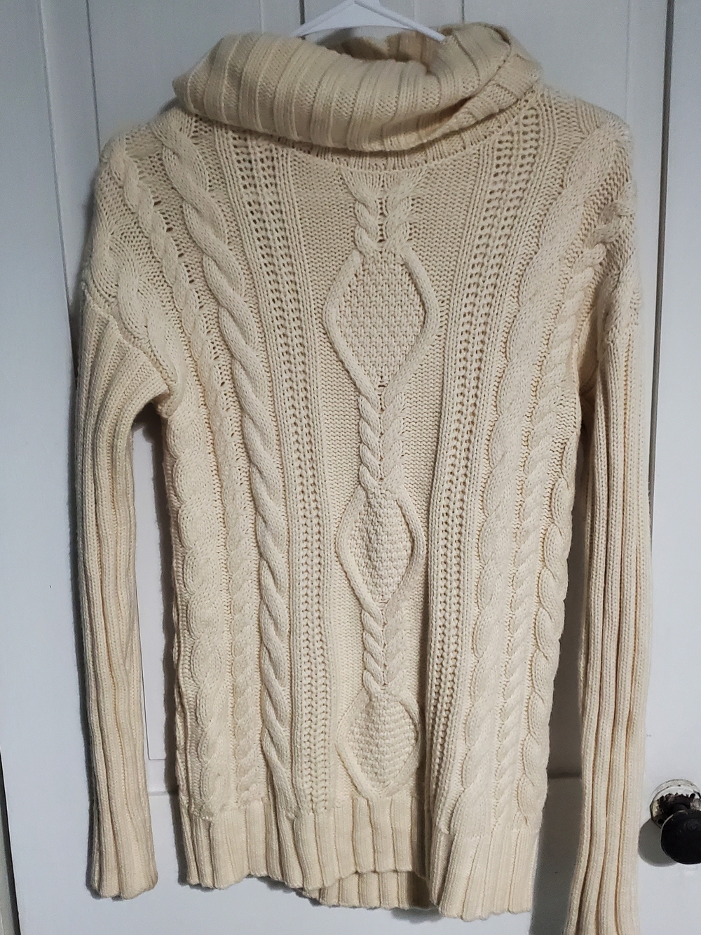 Athleta Cable Knit Fishermans Turtle Neck Sweater Extra Fine Merino Wool Sz XXS